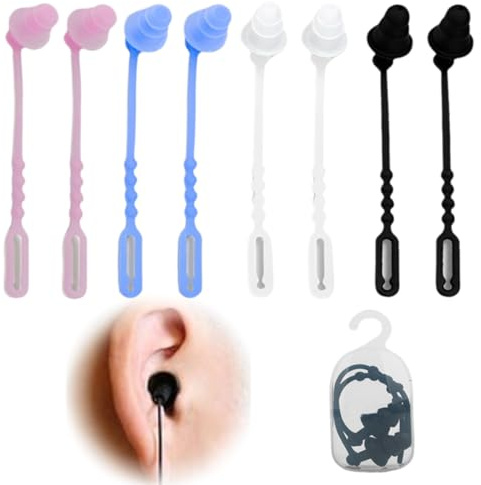 XURJUMI Tappi per le orecchie da nuoto, 4 paia Tappi per le orecchie da nuoto in silicone riutilizzabili impermeabili con corda anti-smarrimento, per nuoto, surf e altri sport acquatici