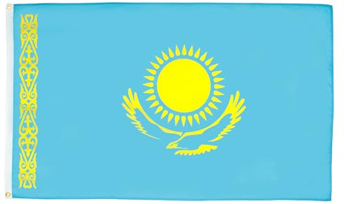 AZ FLAG Lote de 5 banderas de Kazajstán – 90 x 60 cm – Bandera de Kazajstán – 100% poliéster con ojales metálicos integrados