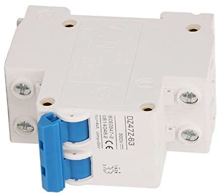 Naroote Mini Disjoncteur 2P DC, Petit Disjoncteur à Structure Modulaire, Installation sur Rail DIN DC500 V 4 KA Icu, Déclenchement Rapide pour Système Solaire Photovoltaïque (16A)