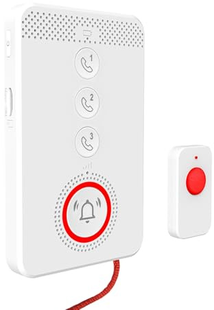 Walmeck Bouton D'urgence 4G SOS, Système D'appel sans Fil pour Personnes âgées, Système D'Alarme de Détresse avancé avec Notification Téléphonique par Interphone Bidirectionnel, Alarme