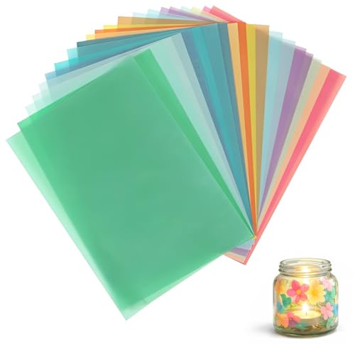 KEPYATI 20X Carta Da Lucido A4, Carta Lucido Colorata 100G/M², 20 Colori, Formato 210 * 297Mm Foglio Trasparente Per Stampa Studenti Per Copiare Disegni, Bricolage, Scrapbooking
