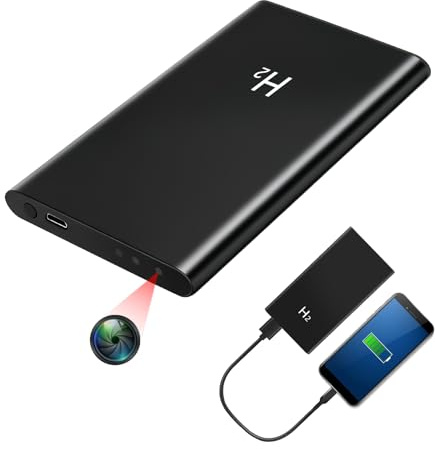 YCCNIU Cámara Oculta, Cámara Espía 2 en 1 con Batería Externa de 5000 mAh