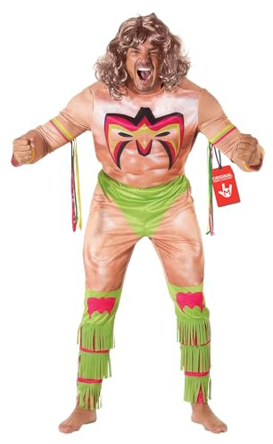 Morph Kostüm Ultimate Warrior für Herren, WWE Wrestler, Perfekt für Karneval und Halloween, L