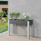 Potager Surélevé Grande Taille Jardinière Bac á Fleurs sur Pied Extérieur à Fond Grillagé Plantation Résistant Jardin Balcon Terasse Design Aluminium Bois Composite 100 x 40 x 75 cm Gris Foncé