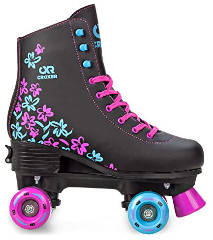 CROXER Rollschuhe Roller Skates für Kinder Erwachsene Mädchen Damen verstellbar (Tonia Black, 31-34 (20-21,5cm))