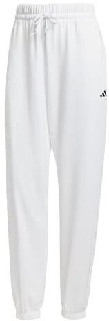 Adidas Women's Essentials SMALL Logo French Terry Cuffed Pants, White/Black, L