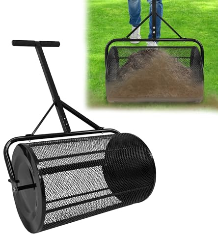 CEEDIR 40 x 65 x 110 cm - Épandeur de compost de 80 l - Remplissable - Épandeur de gazon - Épandeur d'engrais en acier avec poignée en T pour pelouses, compost, engrais