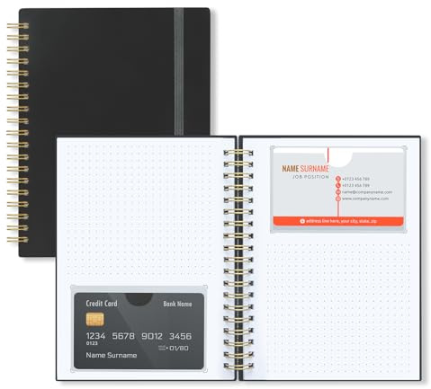 OneSky Business Card Organizer, Credit Card Organizer, Large Notes Area for You to Record any Information about the Card, Suitable for Business/Credit/Gift Cards,etc.Capacity: 64 Cards (BLACK)