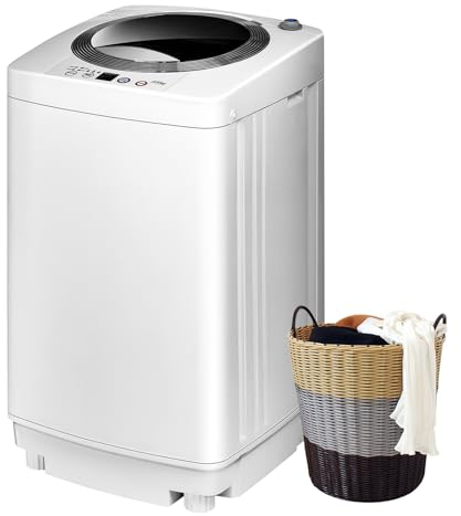 SOARS Mini Waschmaschine mit Schleuder, Vollautomatische Waschmaschine bis 3,5 KG, Waschmaschine mit 6 Model, Ablaufpumpe, Display, Waschmaschine Toploader, 43 x 43 x 75cm, Weiß