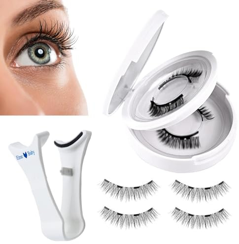FmtwPhn 2 pares de pestañas magnéticas, pestañas magnéticas, aspecto natural, pestañas magnéticas con aplicador, pestañas magnéticas reutilizables, pestañas magnéticas con efecto