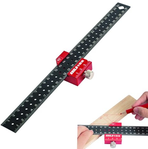 Regla de Carpintero, Localizador de Línea de Carpintería, Regla Metalica, Juego de Escuadra y Regla de Carpintero, Regla de Medición de Ángulo, para Carpintería, Bricolaje, Artesanía