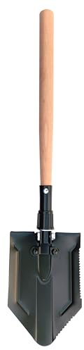 Robuster Klappspaten mit Massivholzgriff und Sägezahnblatt 62 cm Campfrei