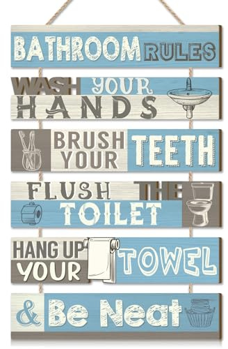 CHDITB Bathroom Decorations Accessory Bathroom Rules Wall Art Toilet Sign