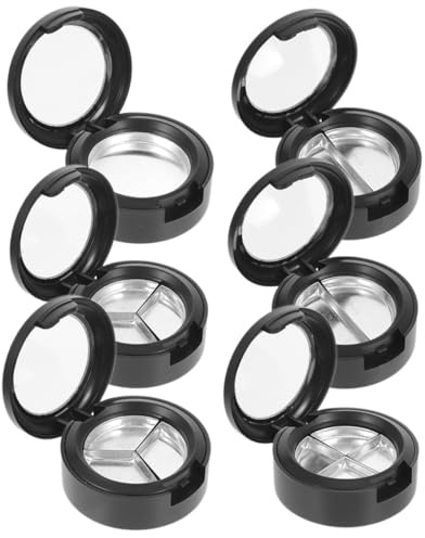LALADEFIEE Caja Vacía para Sombras de Ojos y Lápiz Labial de 6 Piezas, Diseño Redondo y Mini, Material Pp Espejo, Recargable y Fácil de Transportar para Bodas y Cumpleaños Estilo