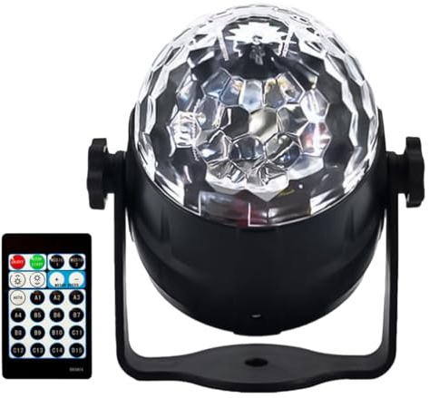 BAZEITFLOW Proiettore di Luce da Discoteca LED a 15 Colori con Telecomando Lampada di Cristallo USB Rotante per Feste Decorazioni da Giardino e Luci per Auto