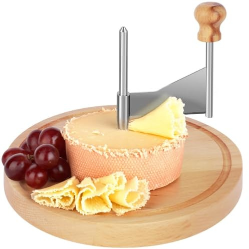 BlesConi Rueda rizadora de queso con hoja de acero inoxidable y base de madera, para crear rizos de queso en forma de rosa, para una fácil presentación gourmet