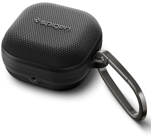 Spigen Classic Fit fodral för Galaxy Buds 4 Pro / 4 | Nylonklätt PC-fodral med slitstarkt gångjärn och karbinhake i metall för vardagligt skydd för 2026-modeller – Mattsvart