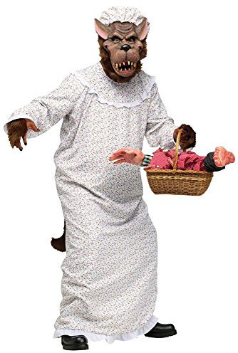 shoperama Lustiges Herren-Kostüm Großer Böser Wolf Großmutter Rotkäppchens Oma Halloween, Größe:M-L