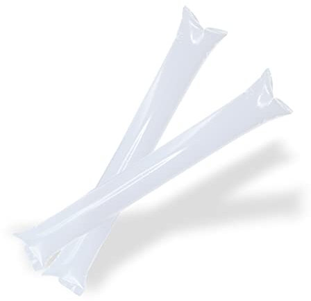 FUN FAN LINE - Packung mit 50 Stück Bam Bam Inflatable Stick Set für fußball Party, musikparty, Geburtstagsfeier. krachmacher Spiel beifall Klatschstock (25 Paare) (Weiss)