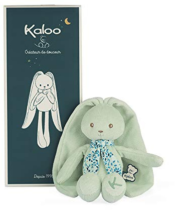 KALOO - Lapinoo - Doudou Coniglio - Peluche in Jersey e Maglia per Neonati - 25 cm - Colore Acqua - Materiali Molto Morbidi - Confezione Regalo - dalla Nascita, K972202