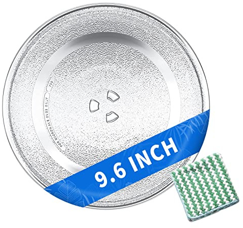 Yibracki 9.6 Microwave Plate Replacement for Panasonic Microwave Glass Plate F06016D00XN, A06015G10XN and More 9.6 Small Microwave Glass Turntable Tray to Fit Y Coupler with 11/16 in Diameter