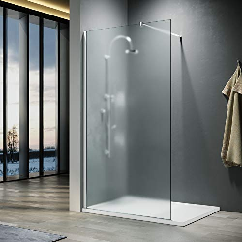 ELEGANT Walk in Shower Enclosure 8mm Full Frosted Glass Cubicles 1100mm | Easy Clean Safety Glass, Wet Room Shower Screen, Bath Screen, 304 StainlessSteel Support Bar, Easy to Install