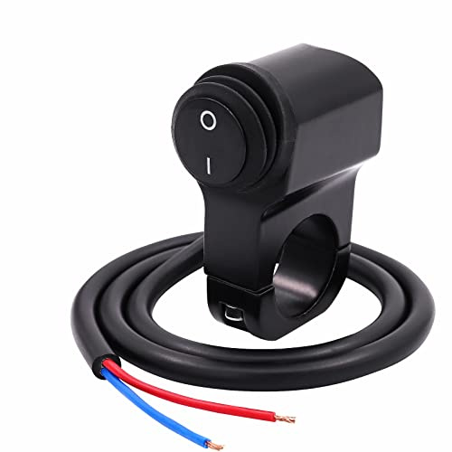 Biqing Interruttore universale per manubrio moto, impermeabile, in lega di alluminio, interruttore per manubrio di moto, 22 mm, interruttore fendinebbia/luce on/off (nero)
