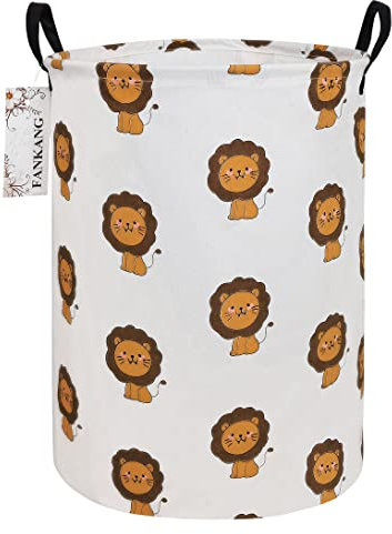 FANKANG Laundry Hamper Storage Bins Nursery Hamper Canvas Foldable with Waterproof PE Coating Large Storage Baskets for Kids Toys Room, Nursery, Home,Gift Basket, Office, Bedroom, Clothes (Lion)
