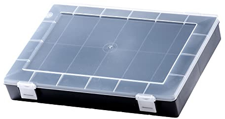 Hünersdorff Caja clasificadora caja clasificadora robusta (PP-Classic)con división fija de compartimentos (12 compartimentos), dimensiones de la caja clasificadora: D225 x A335 x H55 mm, negro,