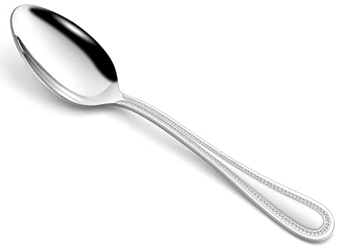 HaWare 12 Pieces Dinner Spoons Set, Stainless Steel 7.9 Inches Silverware set with Pearled Edge Handle for Home/Kitchen/Restaurant, Classic Elegant Design, Mirror Polished, Dishwasher Safe