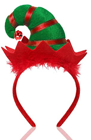 Utavu Elf Hat Headband Christmas Halloween Holiday Party Cute Hair Hoop Headwear for Adult