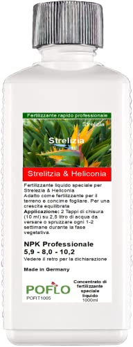 POFLO Fertilizzante Strelitzien Fertilizzante Helikonien, fertilizzante liquido Premium della linea Profi (1000 ml)