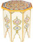 MARRAKESCH Beistelltisch Nachttisch aus Holz 50cm groß Tisch Hocker Gargar Beige als Orientalische Dekoration