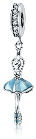 NINGAN Ballet fille pendentif Charms en argent sterling convient pour les femmes bracelet collier