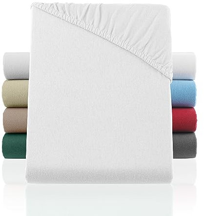 BaSaTex Flausch Feinbiber Winter Spannbettlaken für Babybetten 70x140 cm | Biber Kinder Spannbetttuch aus 100% Baumwolle Made in Green Zertifiziert | Weiss