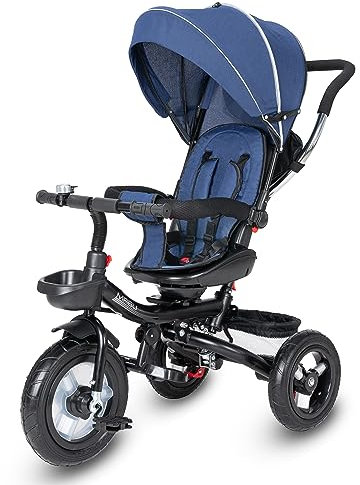 ib style® MABU 7 in 1 Dreirad | Buggy | mit Lenkstange |Blau