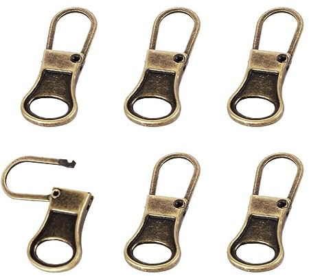 6uds Cierre Cremallera Reemplazo, Desmontable Pequeño Tiradores de Cremallera Cabeza de Cremallera Repuesto de Cremallera para Ropa Chaqueta Pantalones Abrigo Zapatos Maleta Mochila (Bronce)