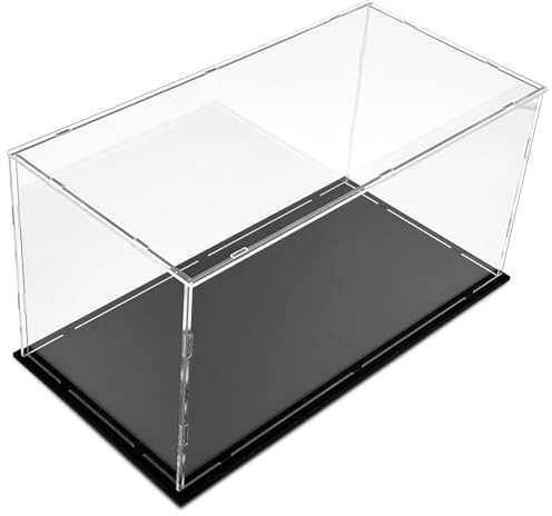Vitrina Expositora Vitrinas para Colecciones con Base Negra, Expositor Metacrilato, Urna Metacrilato, Caja Metacrilato Transparente para Salón, Dormitorio, Despacho (30 x 15 x 15 CM)