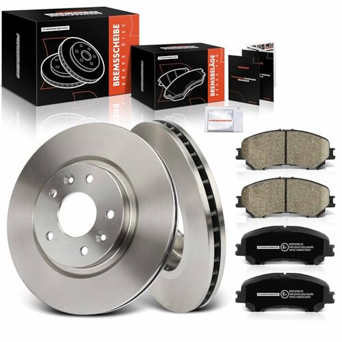 Frankberg 2x Brake Disc 4x Brake Pad with Brake Lubricants Front Compatible with Qashqai II SUV J11 J11 1.2L-1.8L 2014-2024 Replace# 410604EA0A