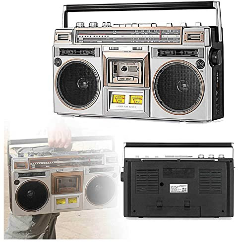 Bluetooth Boombox Cassette Player, With FM And DAB+ Radio, USB Recording, Bluetooth Receiver + Speakers - Classic 80s Style With Modern Technology
