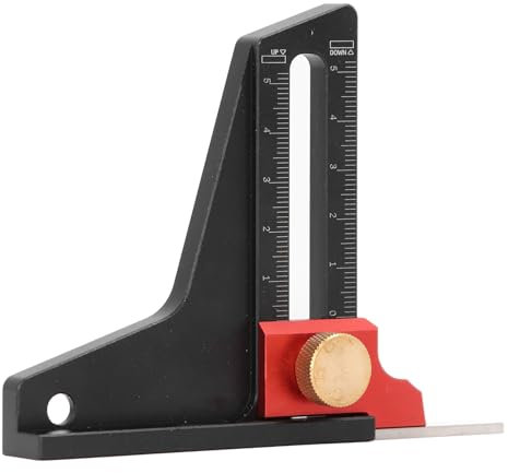 Höhenmesser, 0–50 Mm, Aluminiumlegierung, Holzbearbeitung, Präzisions-Höhenmesser, Tiefenmessung, Außenskala, Innenskala für Tischkreissäge, Fräse, Bohrmaschine