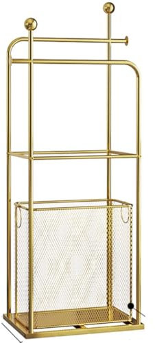 Porte-Serviettes pour Salle Porte-serviettes sur pied Étagère à serviettes Porte-serviettes Porte-serviettes sur pied Porte-serviettes sur pied en métal à 2 niveaux avec support de rangement et panier