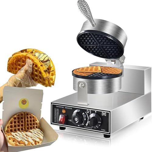 zenggp Gaufrier Professionnel, Gaufrier Professionnel avec Fer Antiadhésif Rond, Four à Gaufres électrique en Acier Inoxydable pour Boulangerie Snack-Bar Hôtel Ou Restaurant à Domicile(1 Head)