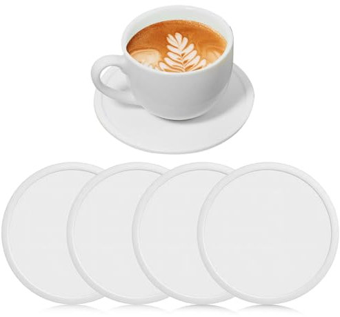 4 STK Untersetzers Silikon Untersetzer rund Durchmesser 10cm Untersetzer Glasuntersetzer Tischuntersetzer Abwaschbare Getränkeuntersetzer für Getränke Bar Tassen Gläser (Weiß)