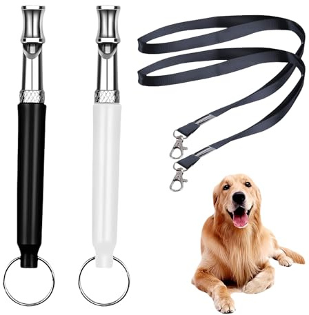 Lyramis 2 Pièces Sifflet Ultrason Chien,Anti Aboiement Collier Agression de Exterieur Fugue Sifflet Chiens Repulsif et Ultrasons Chat Grand Sifflets Femme,pour Pet Promenade Sauvetage Whistle Harnais