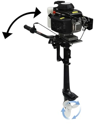 3HP 4-Stroke Petrol Outboard Motor for Inflatable Boat Fishing Kayak, 1.2L Fuel Tank, Quiet Engine, Lightweight Marine Engine with Propeller and Easy Start