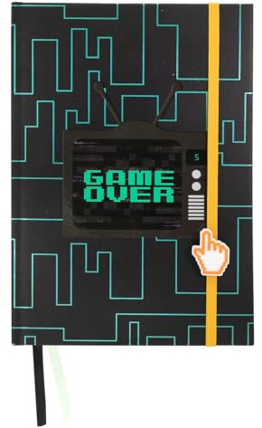 Idena 20187 - Notizbuch A5, Design Gaming, 128 Seiten kariert, 80 g/m², mit Gummiband und 2 Lesebändchen, FSC-Mix