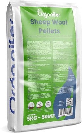 Pellet Di Lana Di Pecora - Fertilizzante Organico - 5 Kg Per 50 M2 - Per Ortaggi, Frutta, Alberi E Piante Ornamentali - Fertilizzazione A Lungo Termine E Ritenzione Di Umidità - Organifer