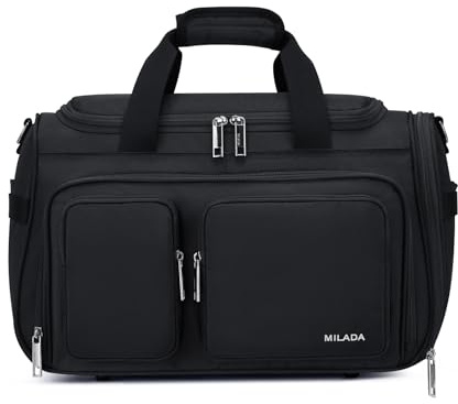 MILADA Underseat Carry On Luggage Bags for Travel Lightweight Foldable Carry On Bags for Airplanes Small Duffle Bag for Men Women TSA Approved Underseat Bag Travel Tote Bags, Black