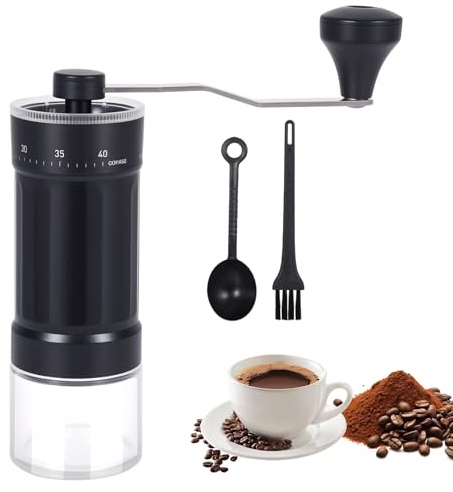 MZJAUVF Molinillo de Café Manual, Molinillo Café con 40 Ajustes Ajustables, Moledor de Cafe Portátil, Coffee Grinder para Viaje, Camping, Oficina, Molino Cafe para Espresso, Moka, French Press